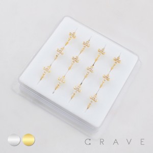MULTI CZ CROSS CRUCIFIX  316L SURGICAL STEEL NOSE HOOP BOX